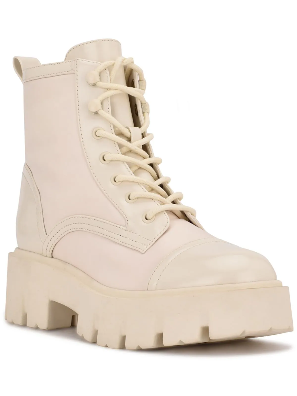 Obri 2 Womens Faux Leather Ankle Combat & Lace-up Boots