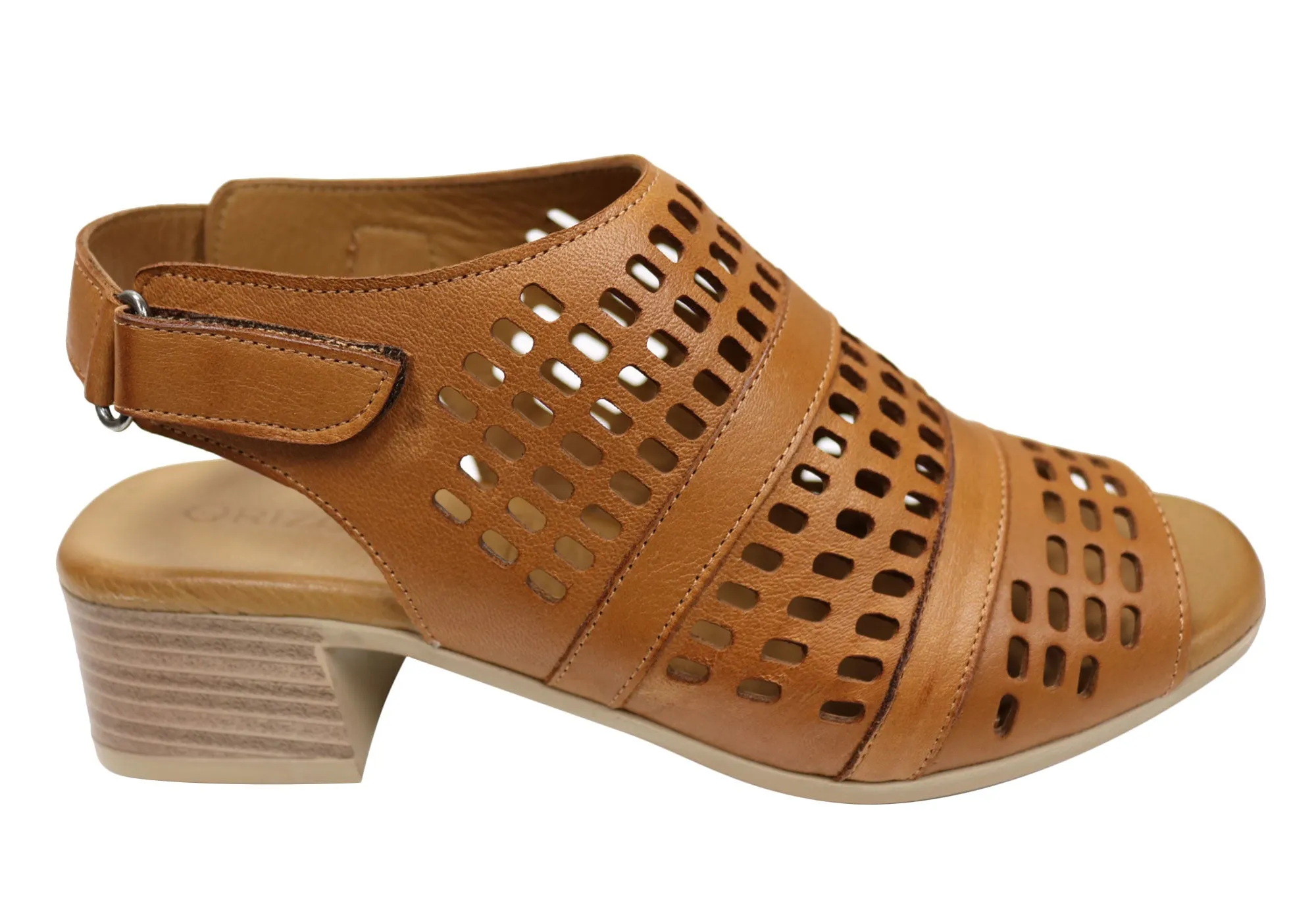 Orizonte Jazela Womens European Leather Low Heel Comfortable Sandals Orizonte Shoes