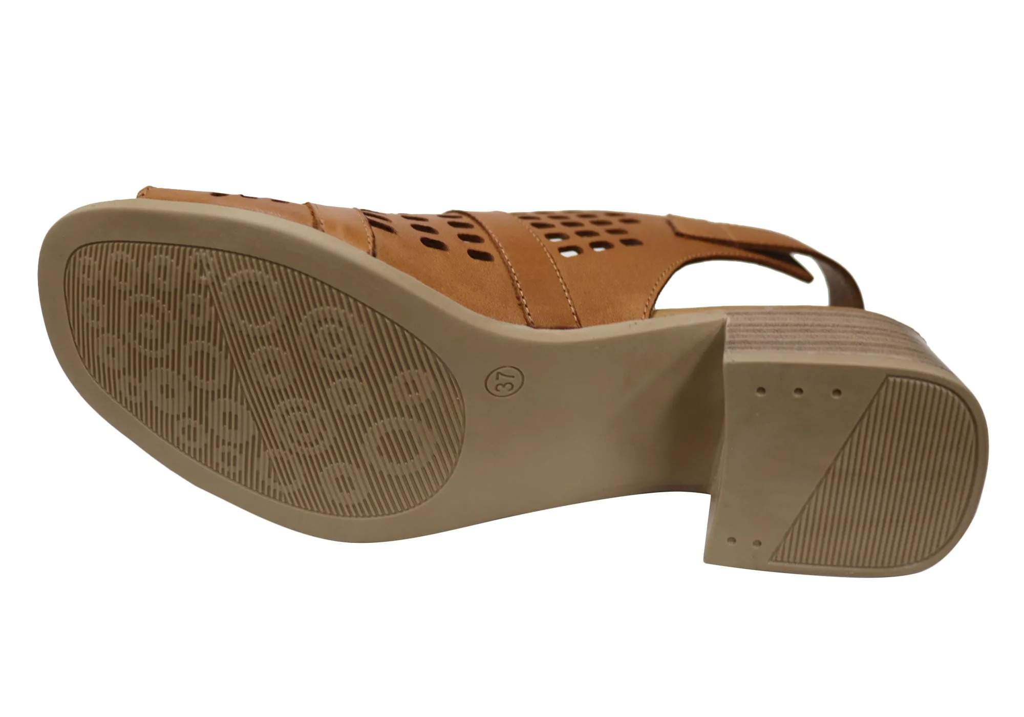 Orizonte Jazela Womens European Leather Low Heel Comfortable Sandals Orizonte Shoes