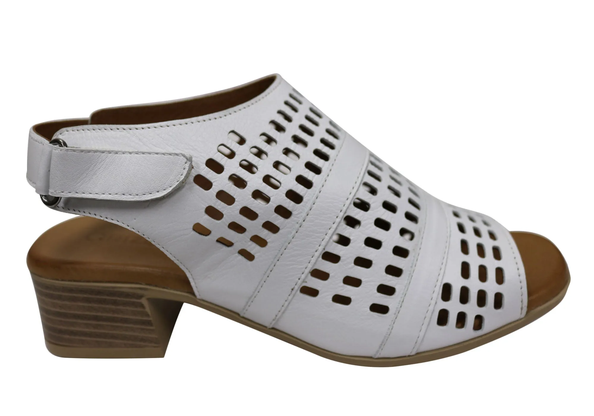 Orizonte Jazela Womens European Leather Low Heel Comfortable Sandals Orizonte Shoes