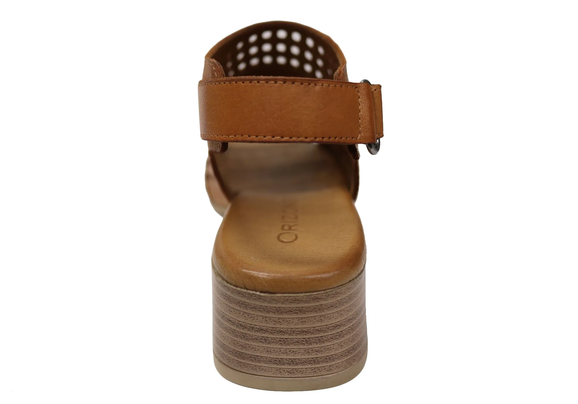 Orizonte Jazela Womens European Leather Low Heel Comfortable Sandals Orizonte Shoes