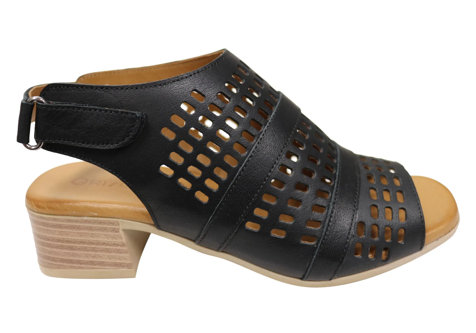 Orizonte Jazela Womens European Leather Low Heel Comfortable Sandals Orizonte Shoes