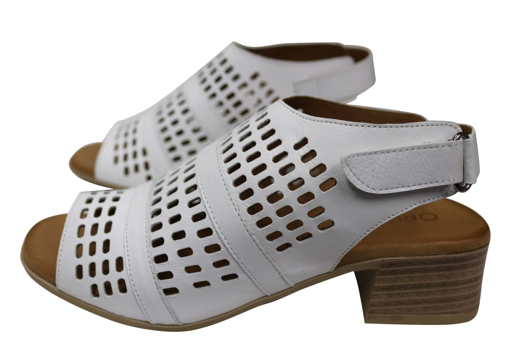 Orizonte Jazela Womens European Leather Low Heel Comfortable Sandals Orizonte Shoes