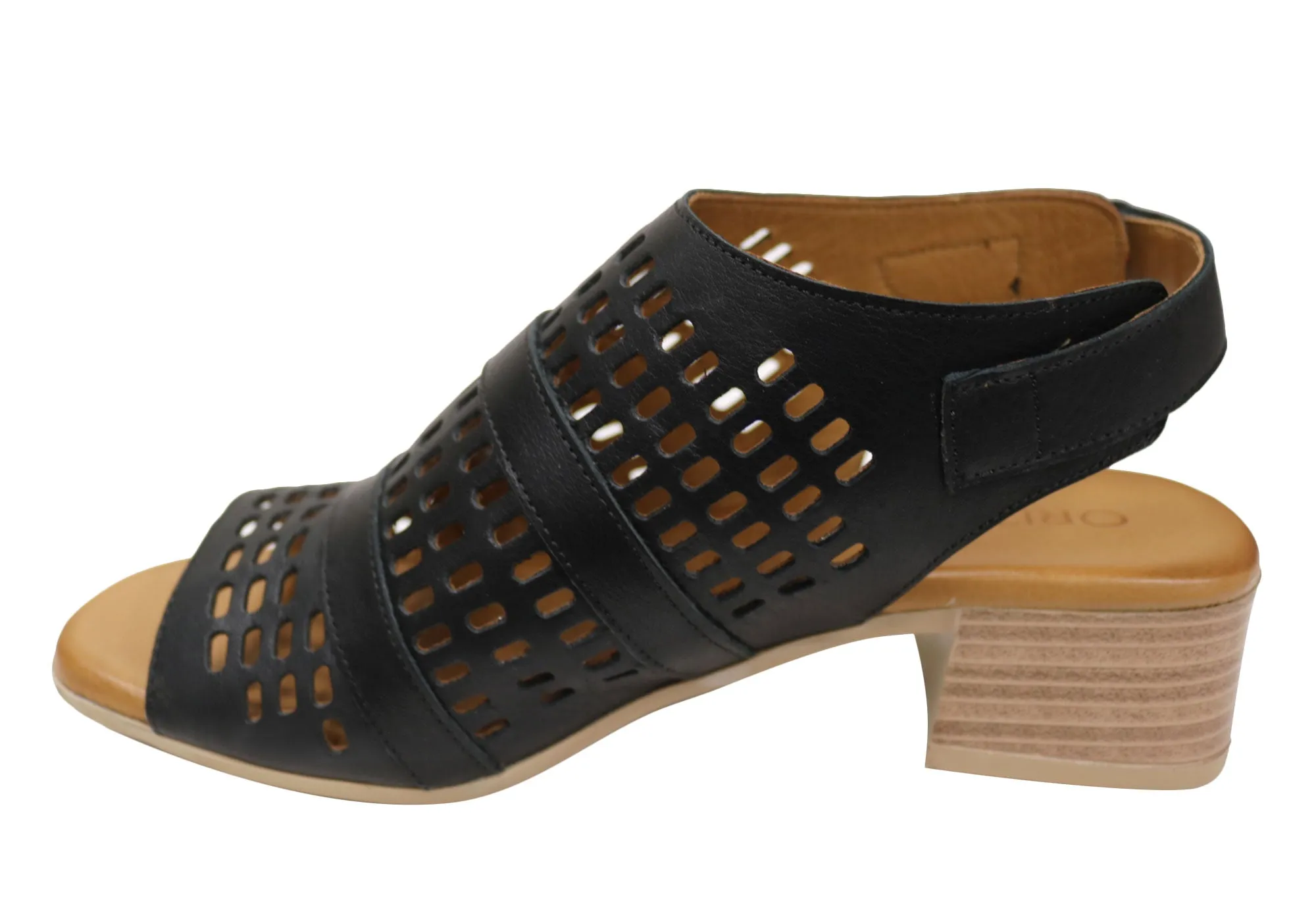 Orizonte Jazela Womens European Leather Low Heel Comfortable Sandals Orizonte Shoes