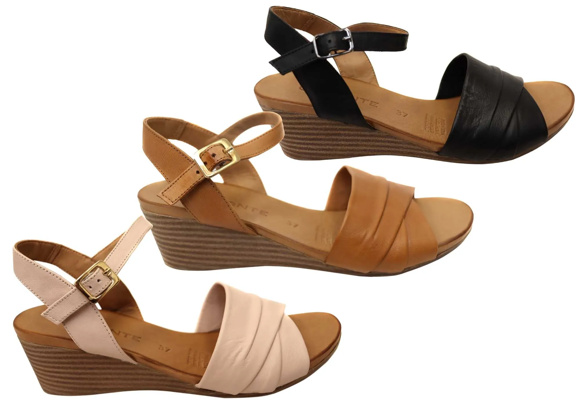 Orizonte Moonlight Womens European Leather Wedge Sandals Orizonte Shoes