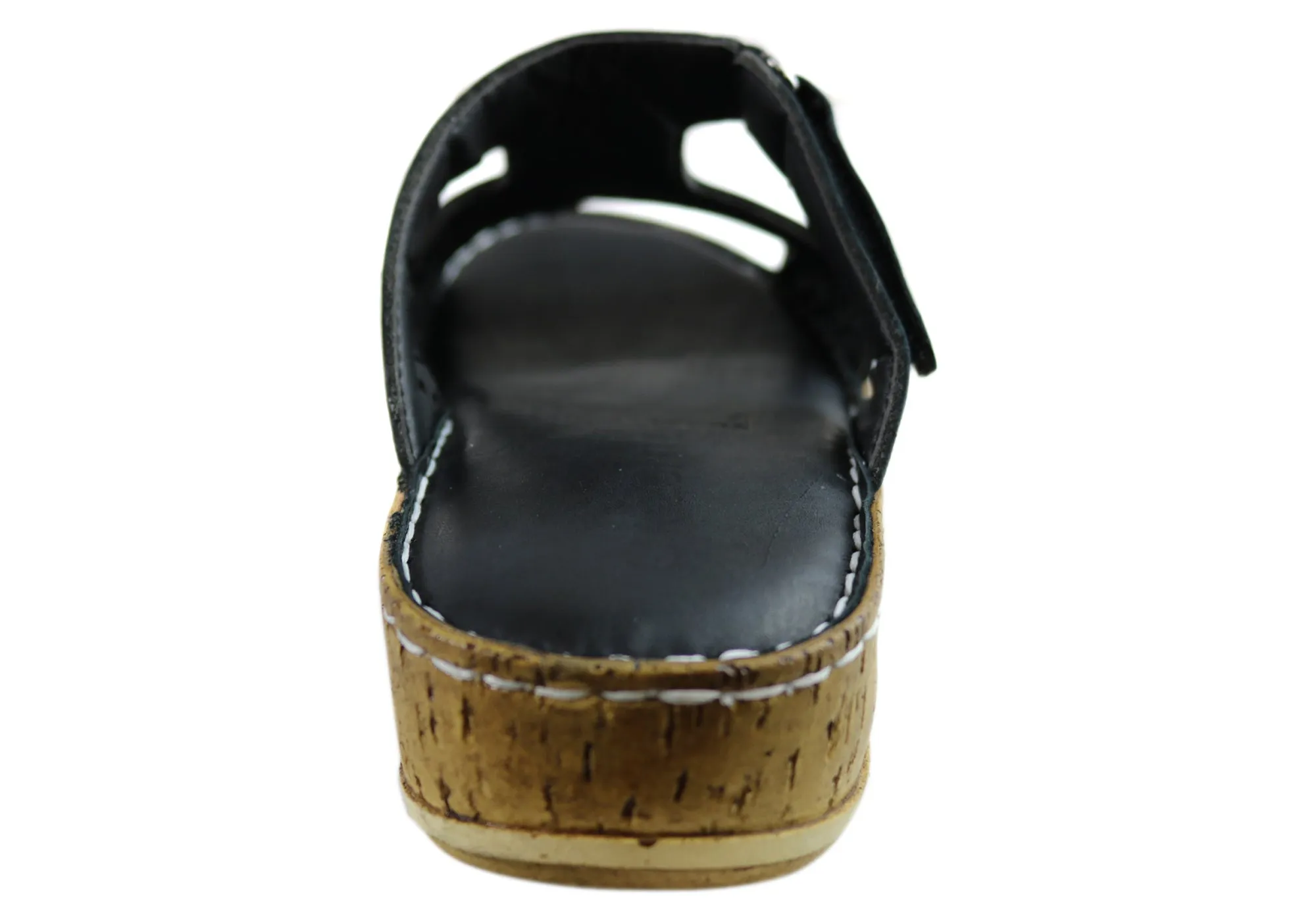 Orizonte Saffron Womens European Comfortable Leather Slides Sandals Orizonte Shoes