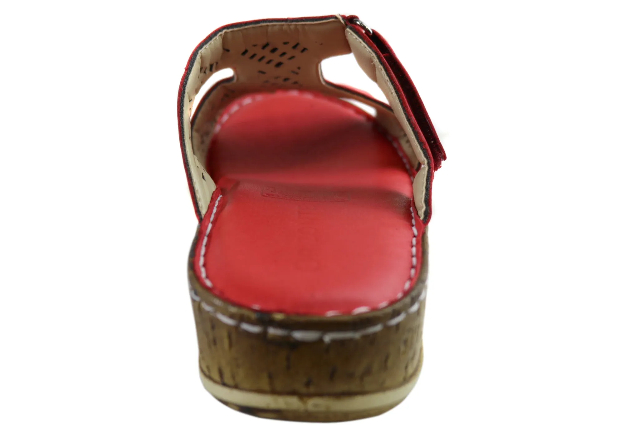 Orizonte Saffron Womens European Comfortable Leather Slides Sandals Orizonte Shoes