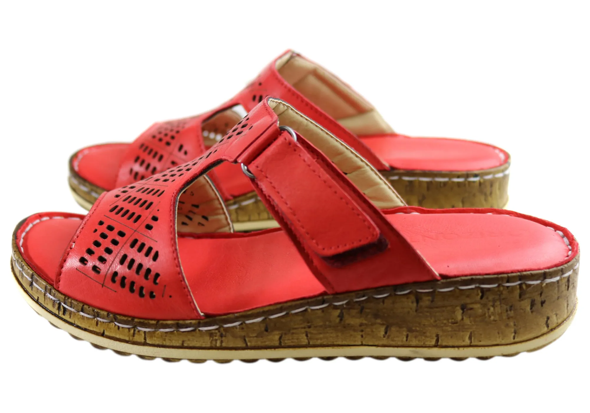 Orizonte Saffron Womens European Comfortable Leather Slides Sandals Orizonte Shoes