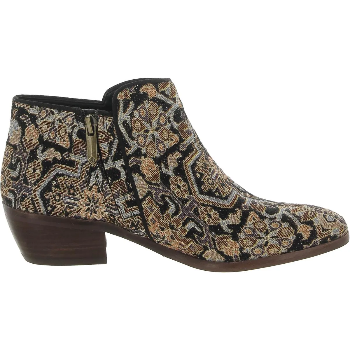 Petty Womens Contrast Trim Block Heel Ankle Boots