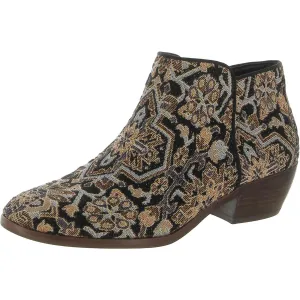 Petty Womens Contrast Trim Block Heel Ankle Boots