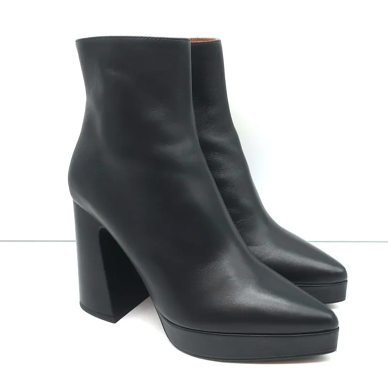 Proenza Schouler Platform Pointed Toe Ankle Boots Ave Black Leather Size 36.5
