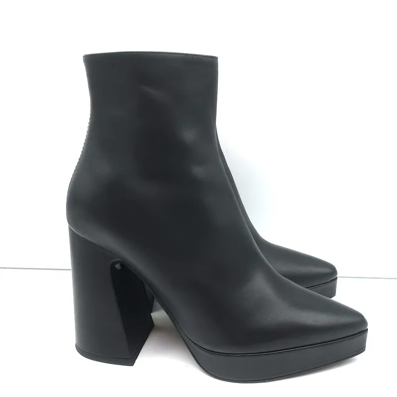 Proenza Schouler Platform Pointed Toe Ankle Boots Ave Black Leather Size 36.5