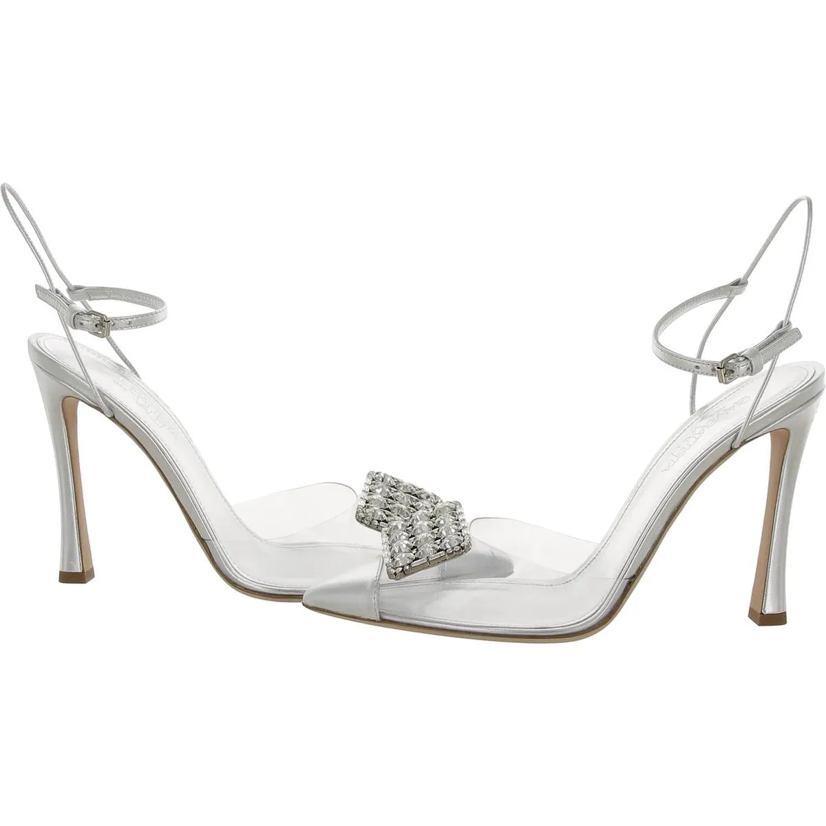 PVC Sculptural Womens Ankle Strap Dressy Pumps