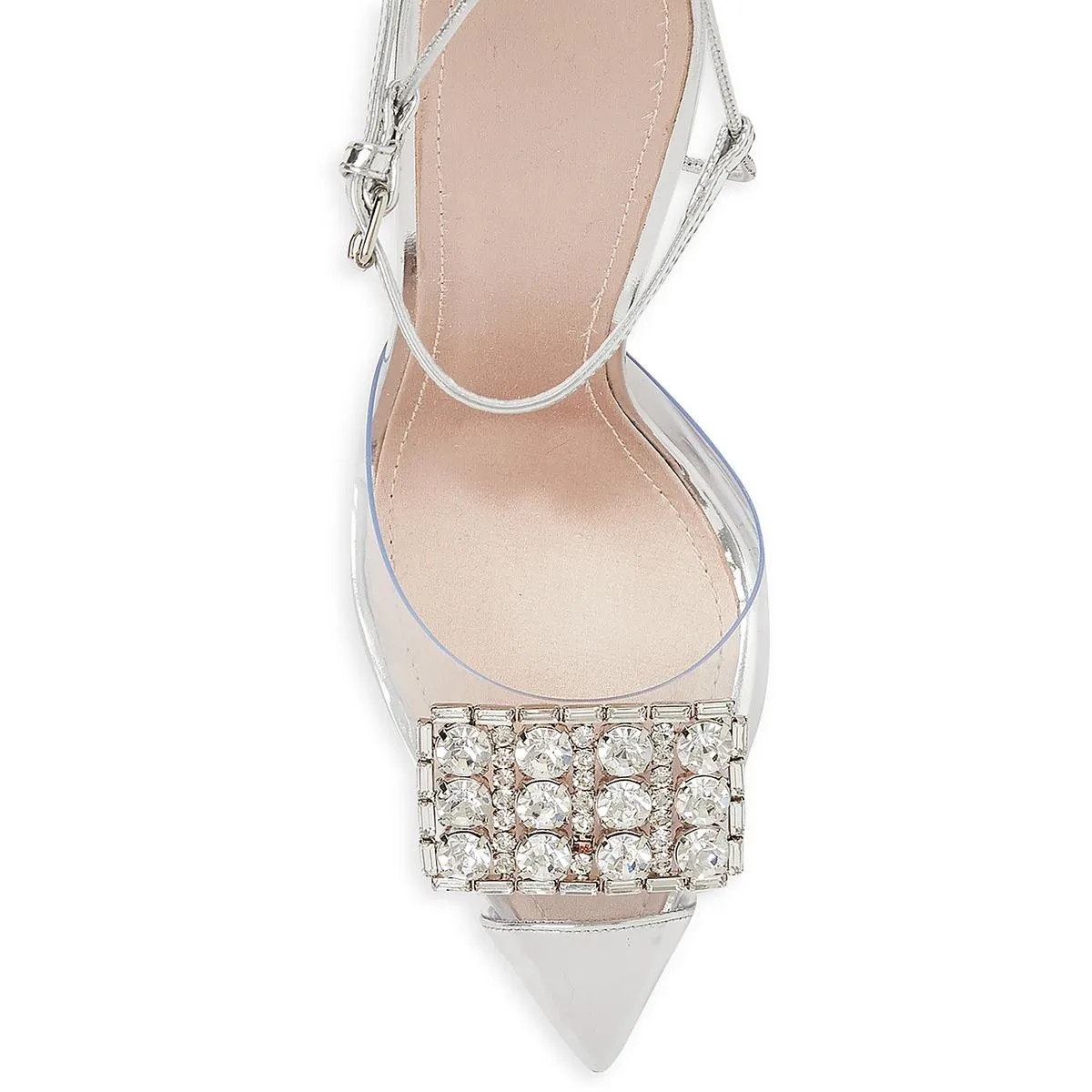 PVC Sculptural Womens Ankle Strap Dressy Pumps