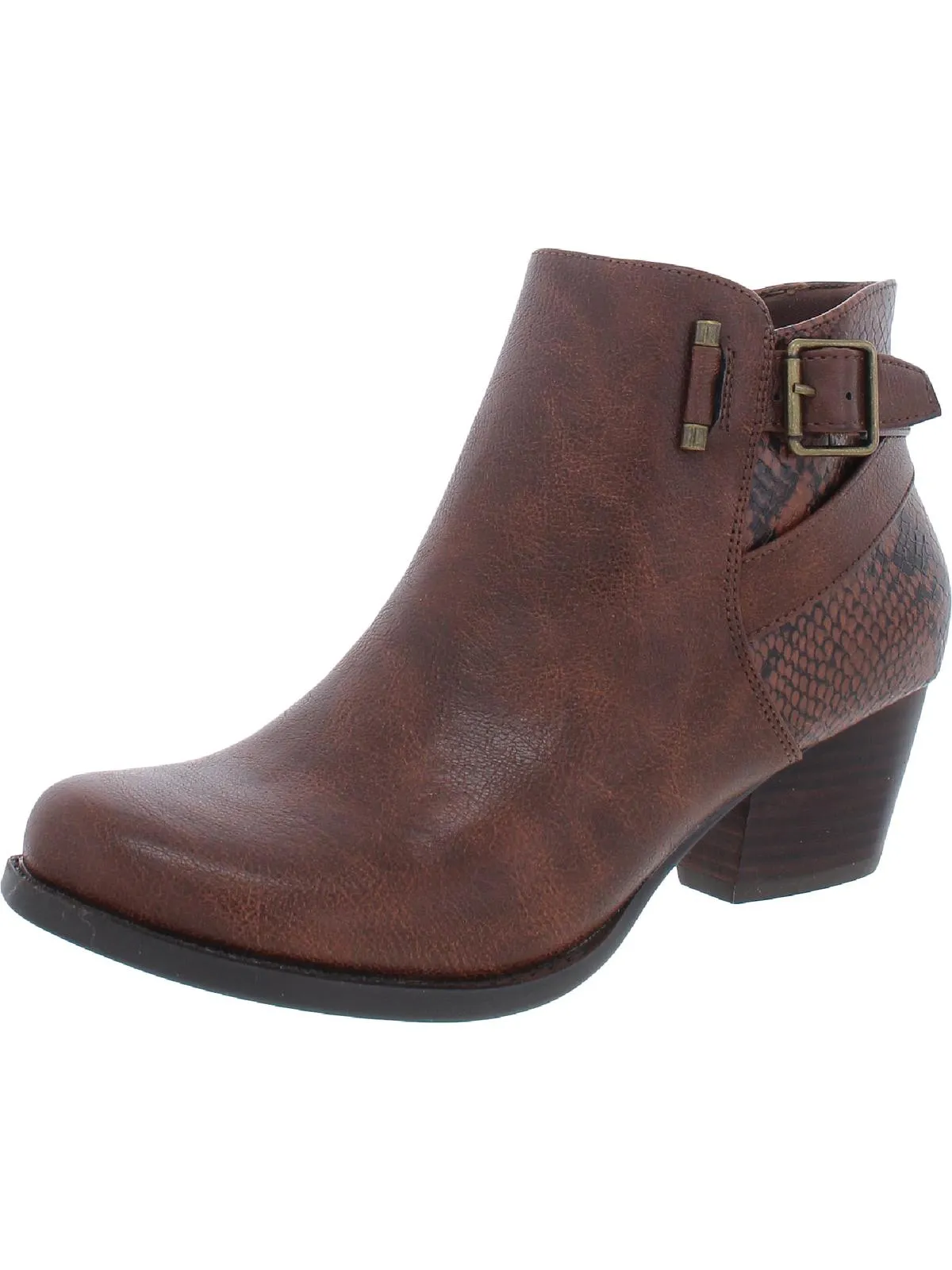 Reggie Womens Faux Leather Almond Toe Ankle Boots