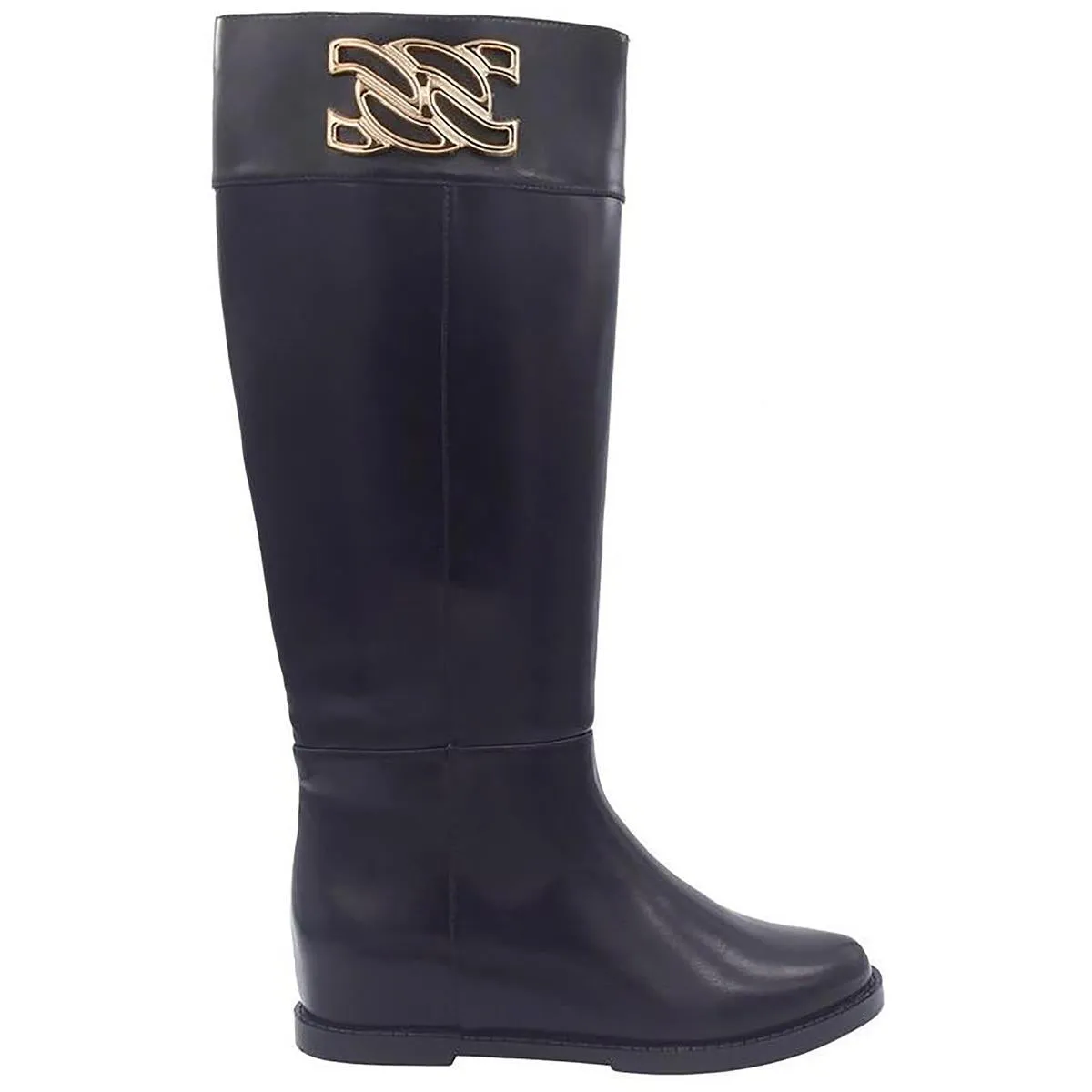 REILEY Womens Faux Leather Zip Up Knee-High Boots