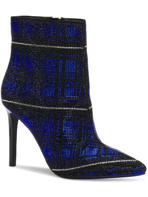 Reisa Womens Rhinestone Plaid Ankle Boots