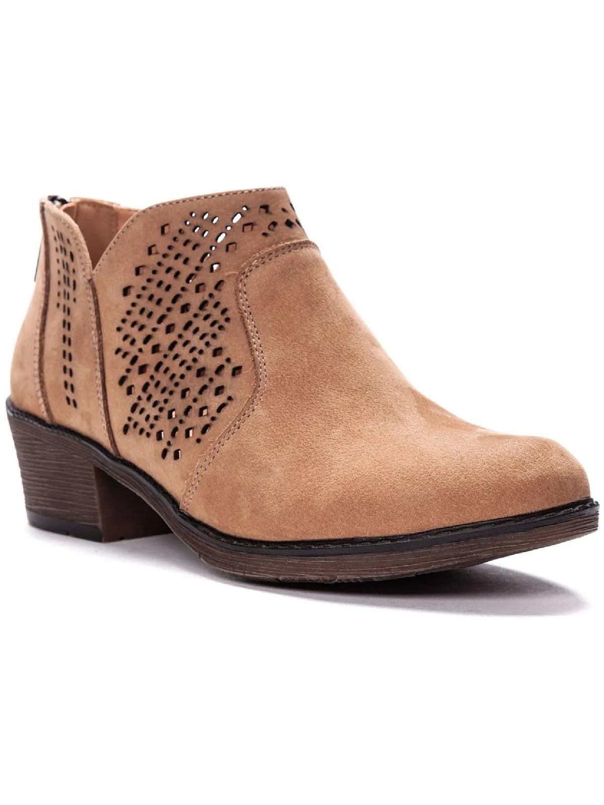 Remy Womens Perforated Slip On Ankle Boots