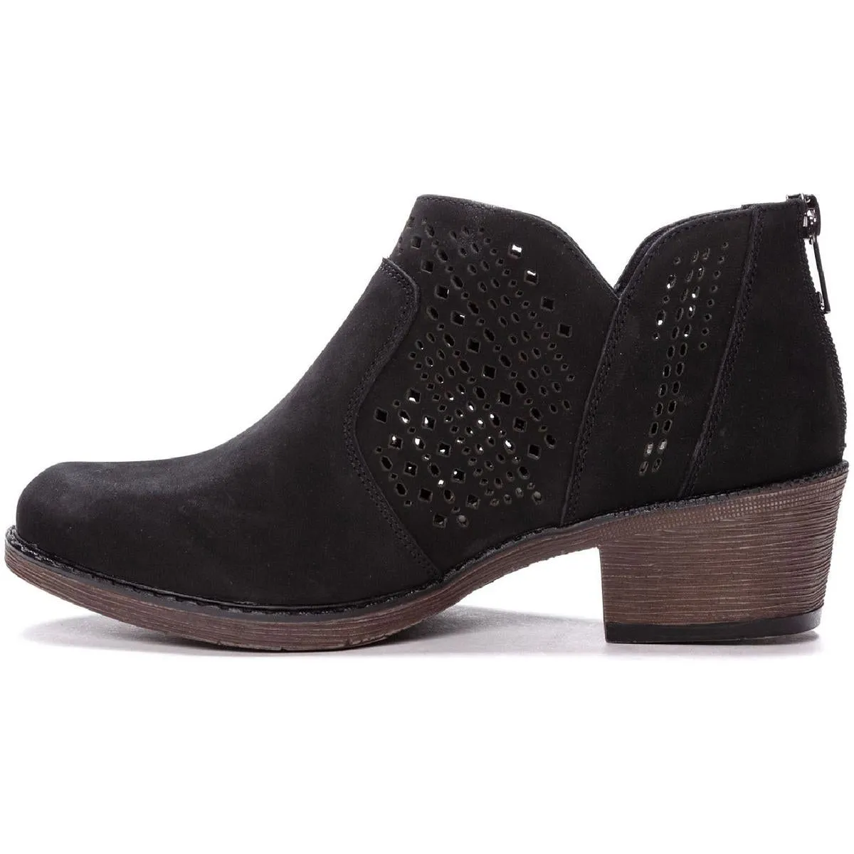 Remy Womens Perforated Slip On Ankle Boots