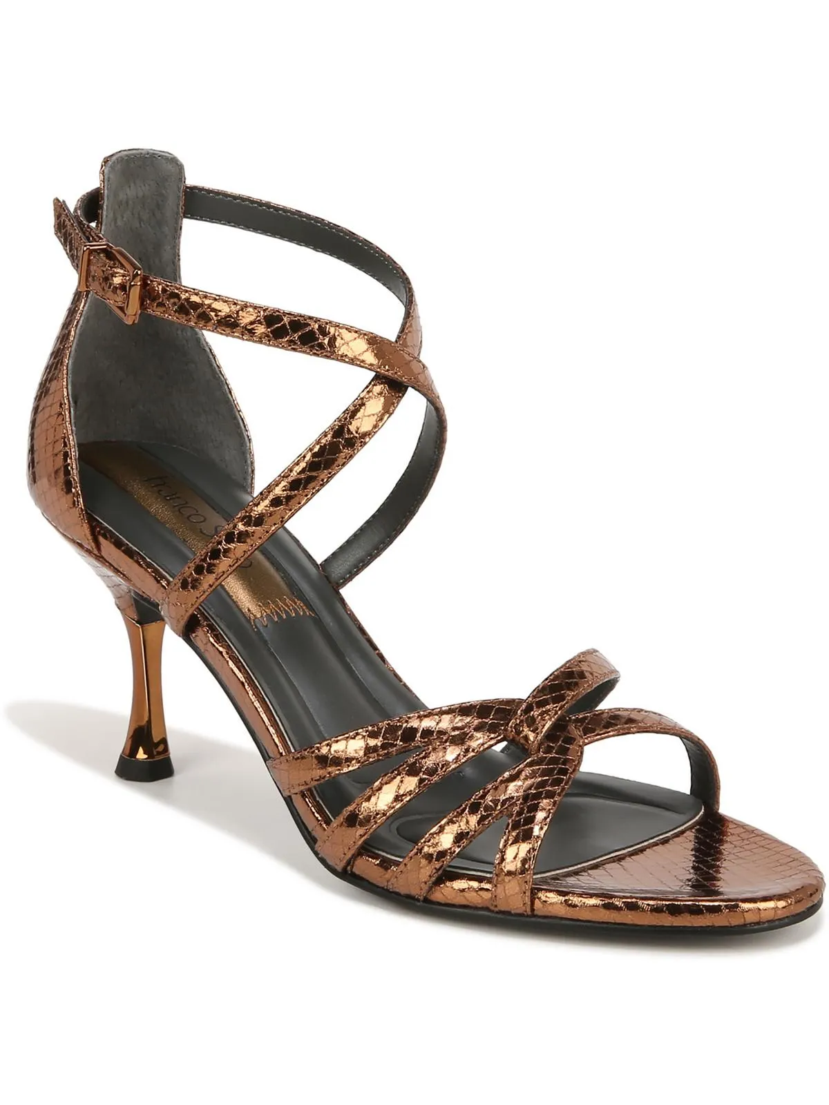 Rika Womens Faux Leather Ankle Strap Heels