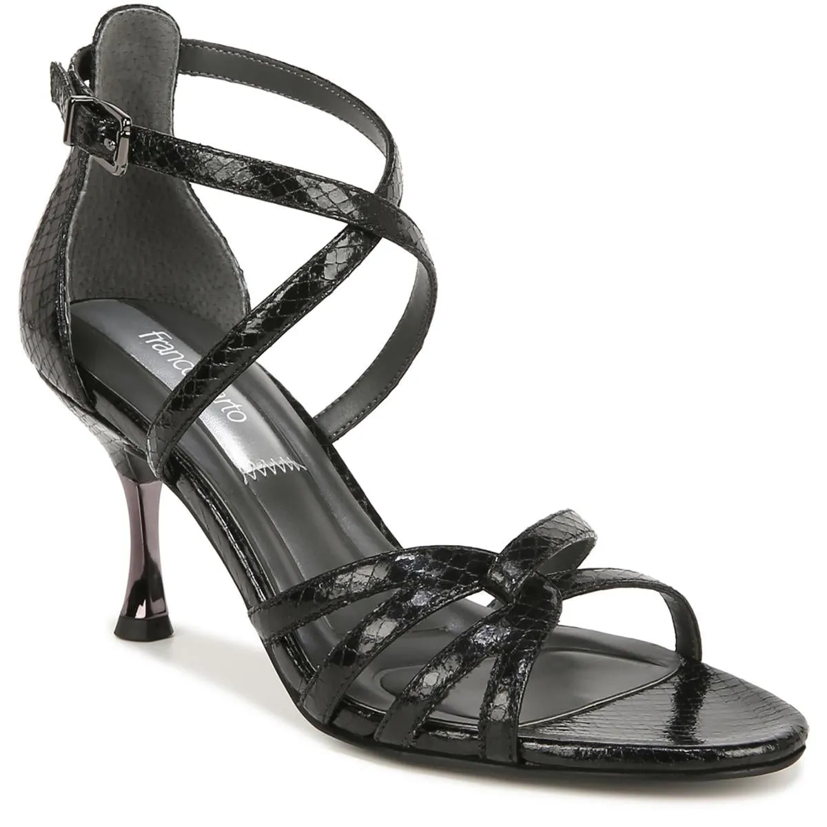 Rika Womens Faux Leather Ankle Strap Heels