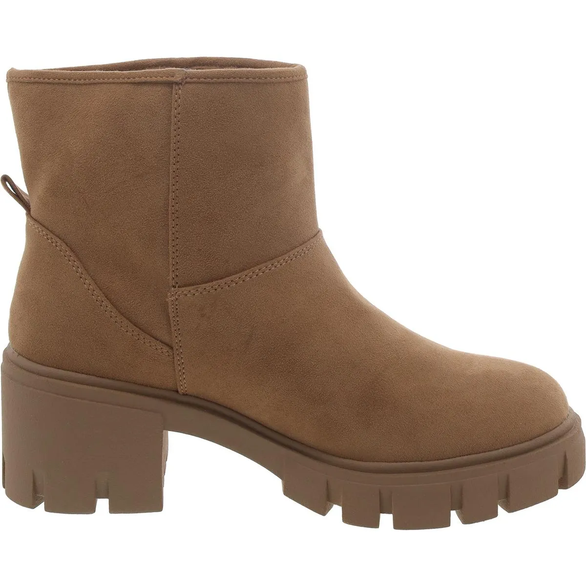 RIYAA Womens Faux Leather Lugged Sole Ankle Boots