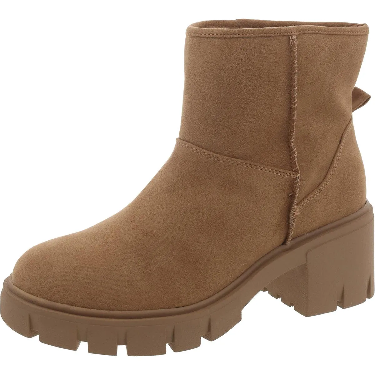 RIYAA Womens Faux Leather Lugged Sole Ankle Boots