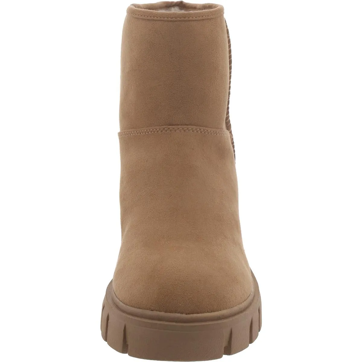 RIYAA Womens Faux Leather Lugged Sole Ankle Boots