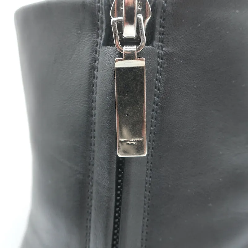 Saint Laurent Lou Ankle Boots Black Leather Size 36