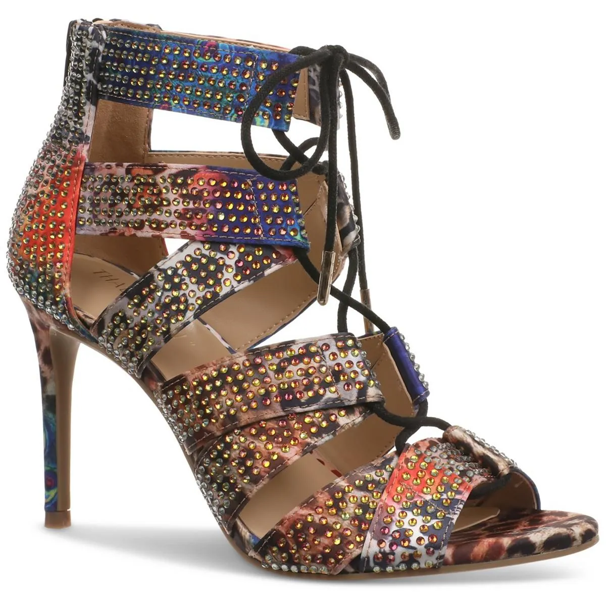 Sandy Womens Embellished Metallic Heels