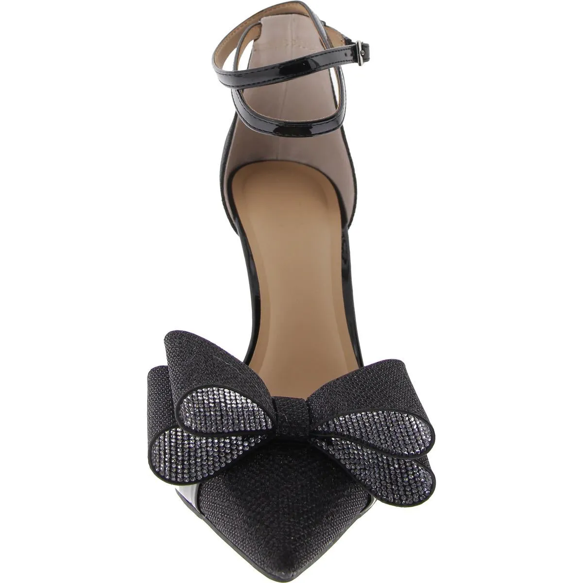 Saori Womens Bow Pointed Toe Ankle Strap