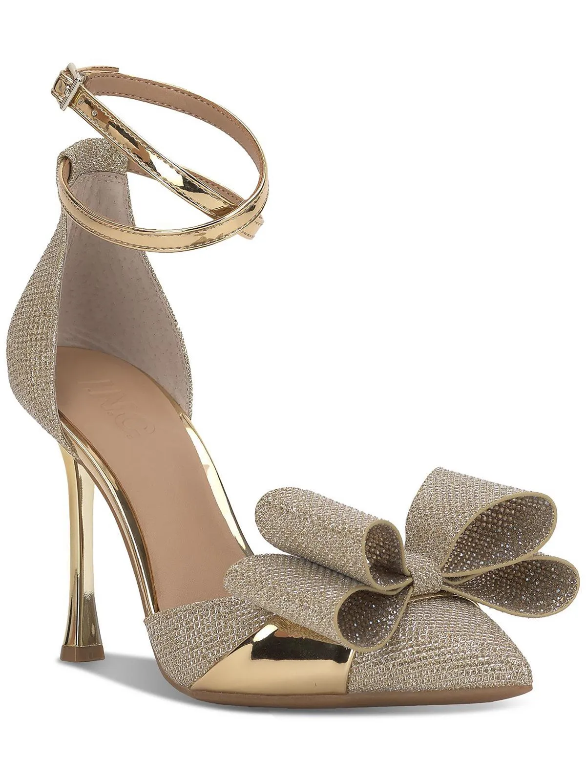 Saori Womens Bow Pointed Toe Ankle Strap