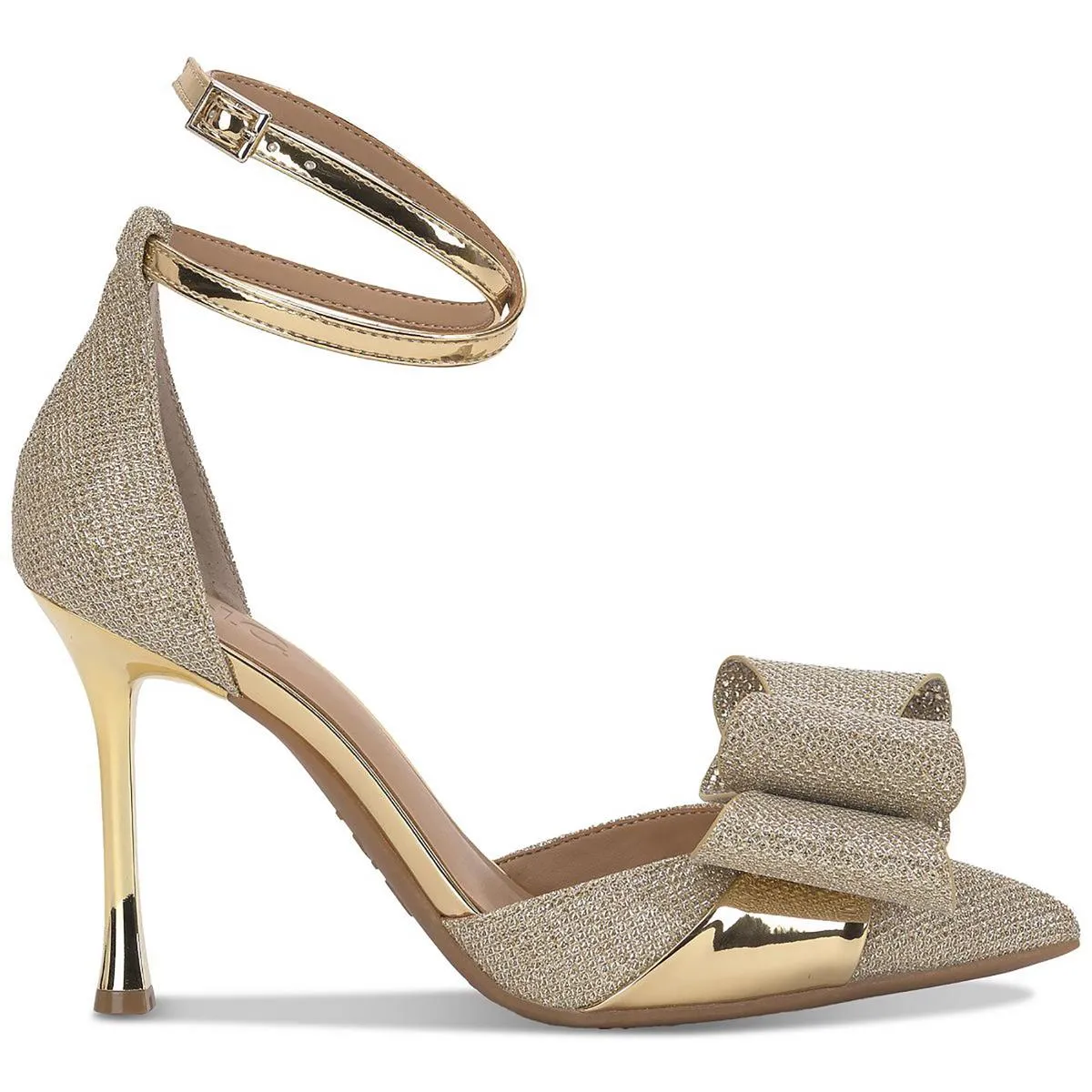 Saori Womens Bow Pointed Toe Ankle Strap