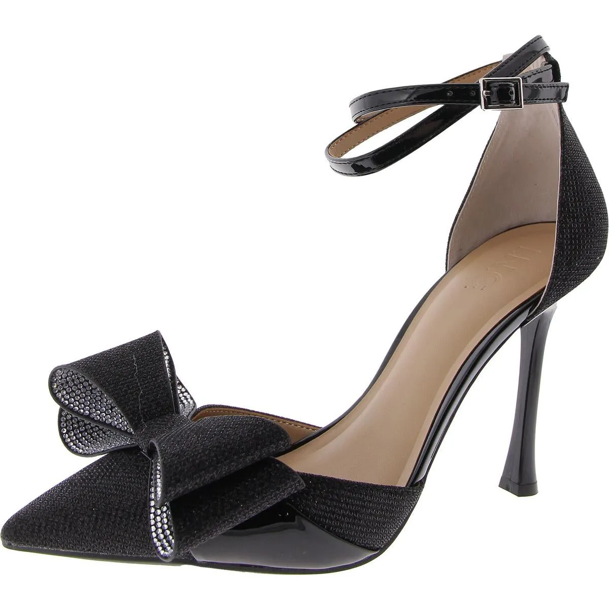 Saori Womens Bow Pointed Toe Ankle Strap