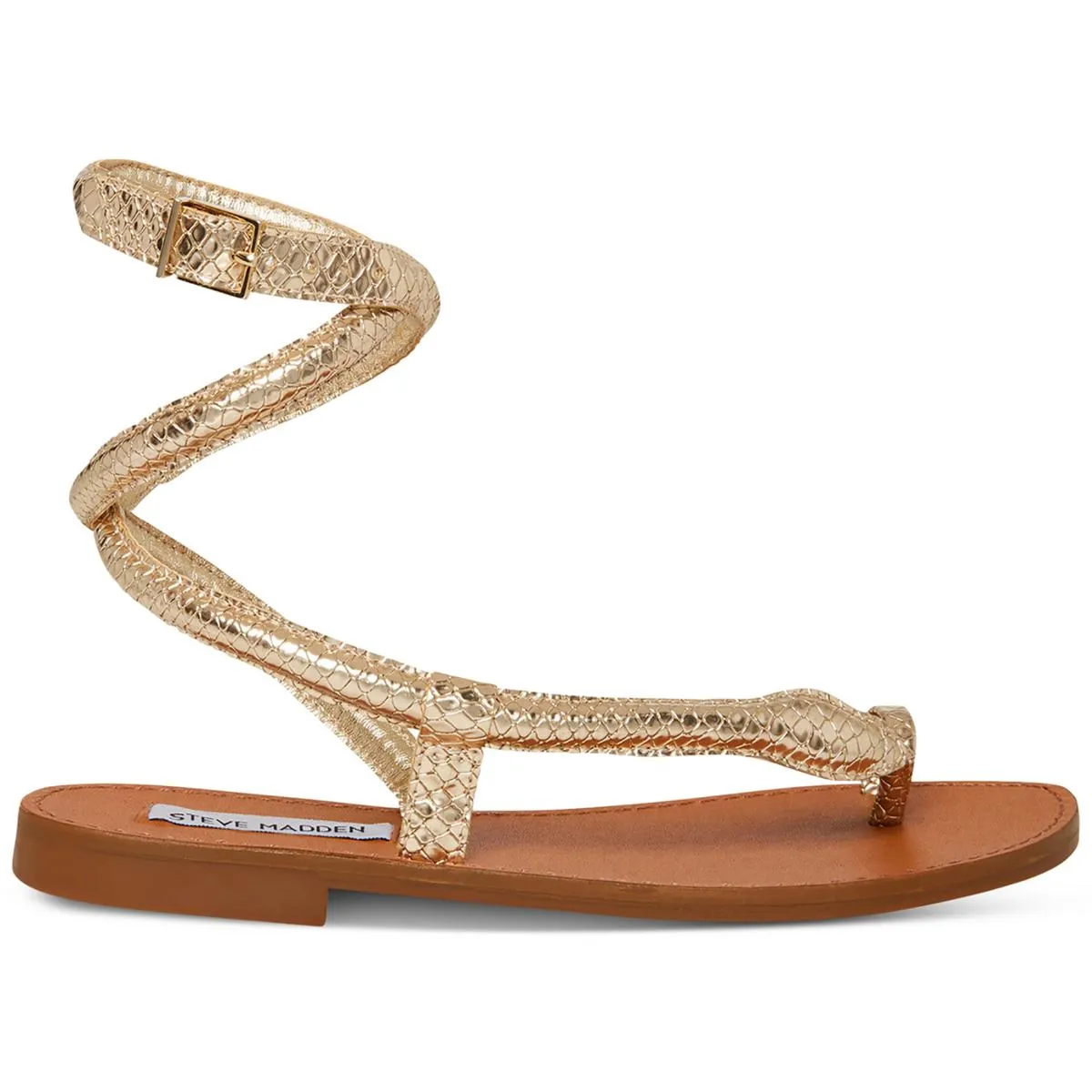 Scales Womens Snake Print Toe Loop Ankle Strap