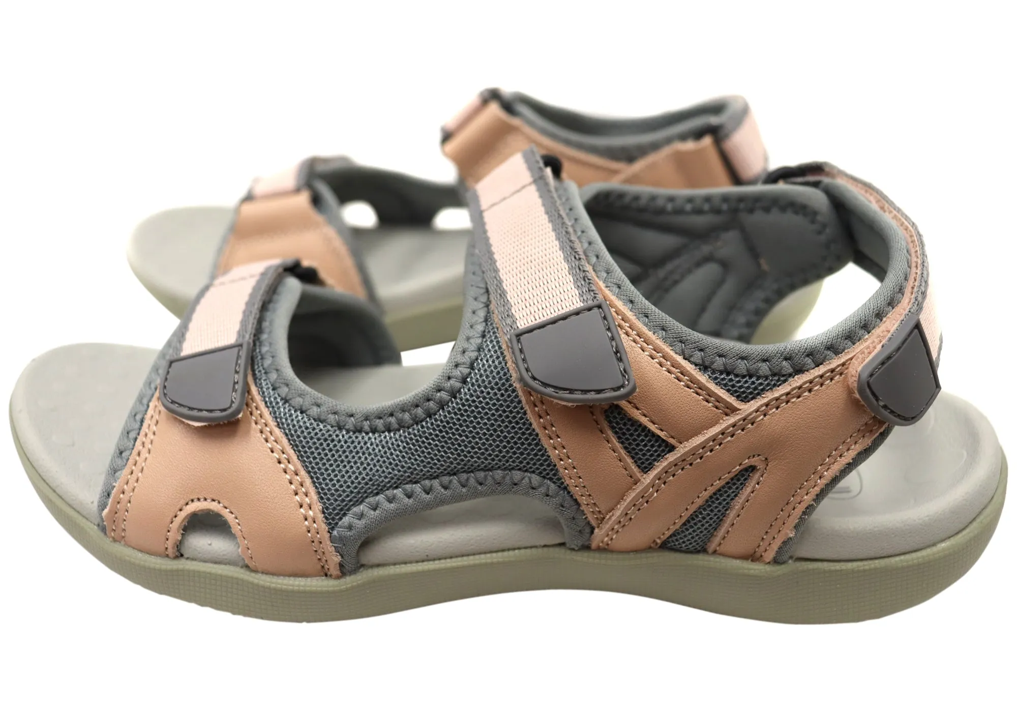 Scholl Orthaheel Bribie Womens Leather Adjustable Supportive Sandals Scholl Orthaheel Shoes