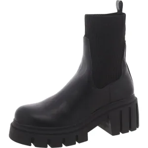 Selection Womens Faux Leather Stretch Chelsea Boots