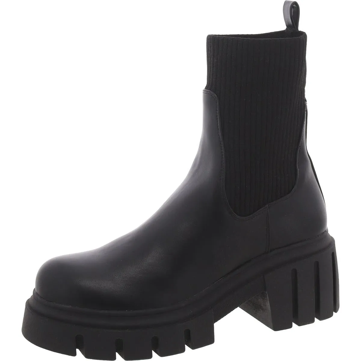 Selection Womens Faux Leather Stretch Chelsea Boots