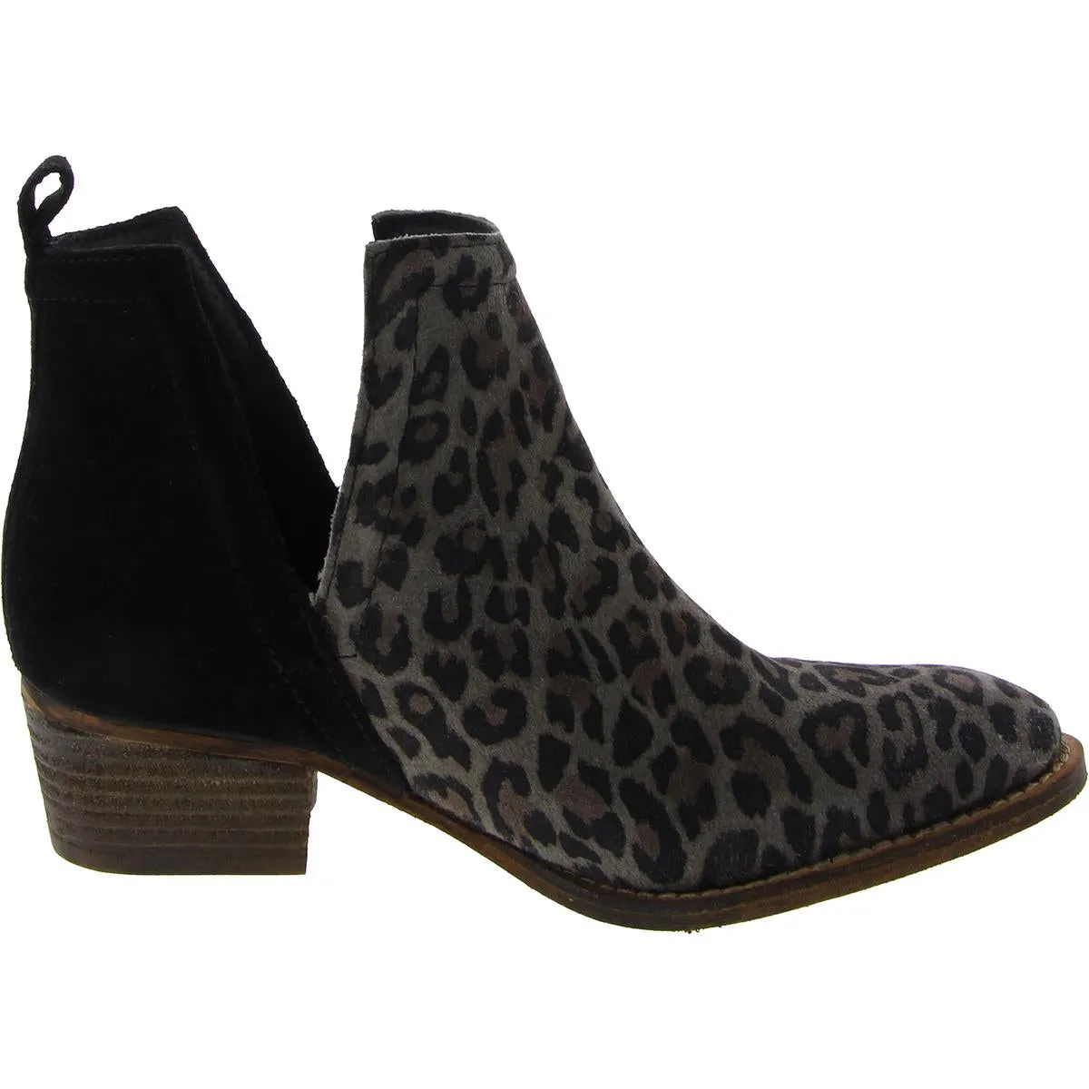 Short Side Womens Leather Snake Print Ankle Boots