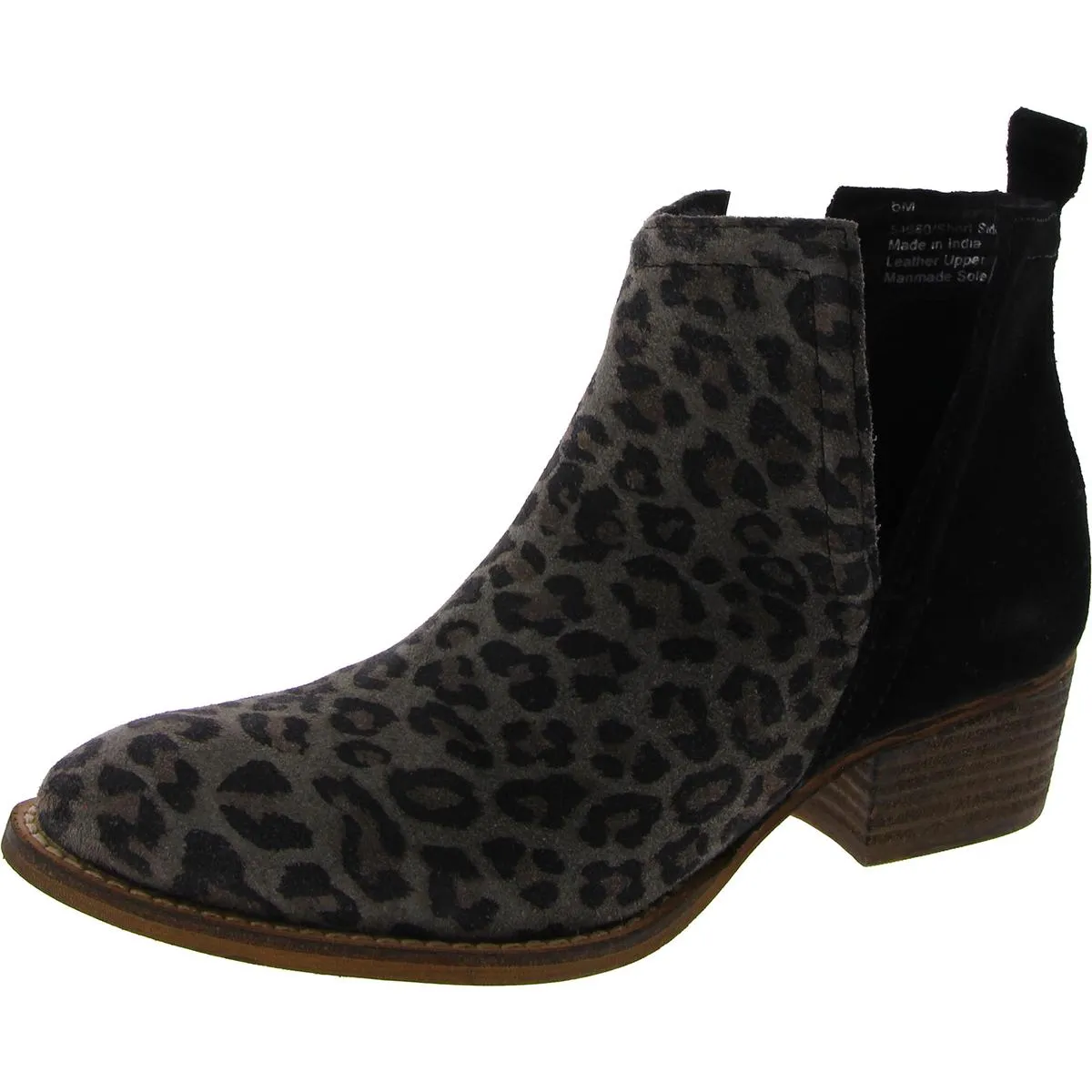 Short Side Womens Leather Snake Print Ankle Boots