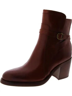 Simona Womens Leather Block Heel Ankle Boots
