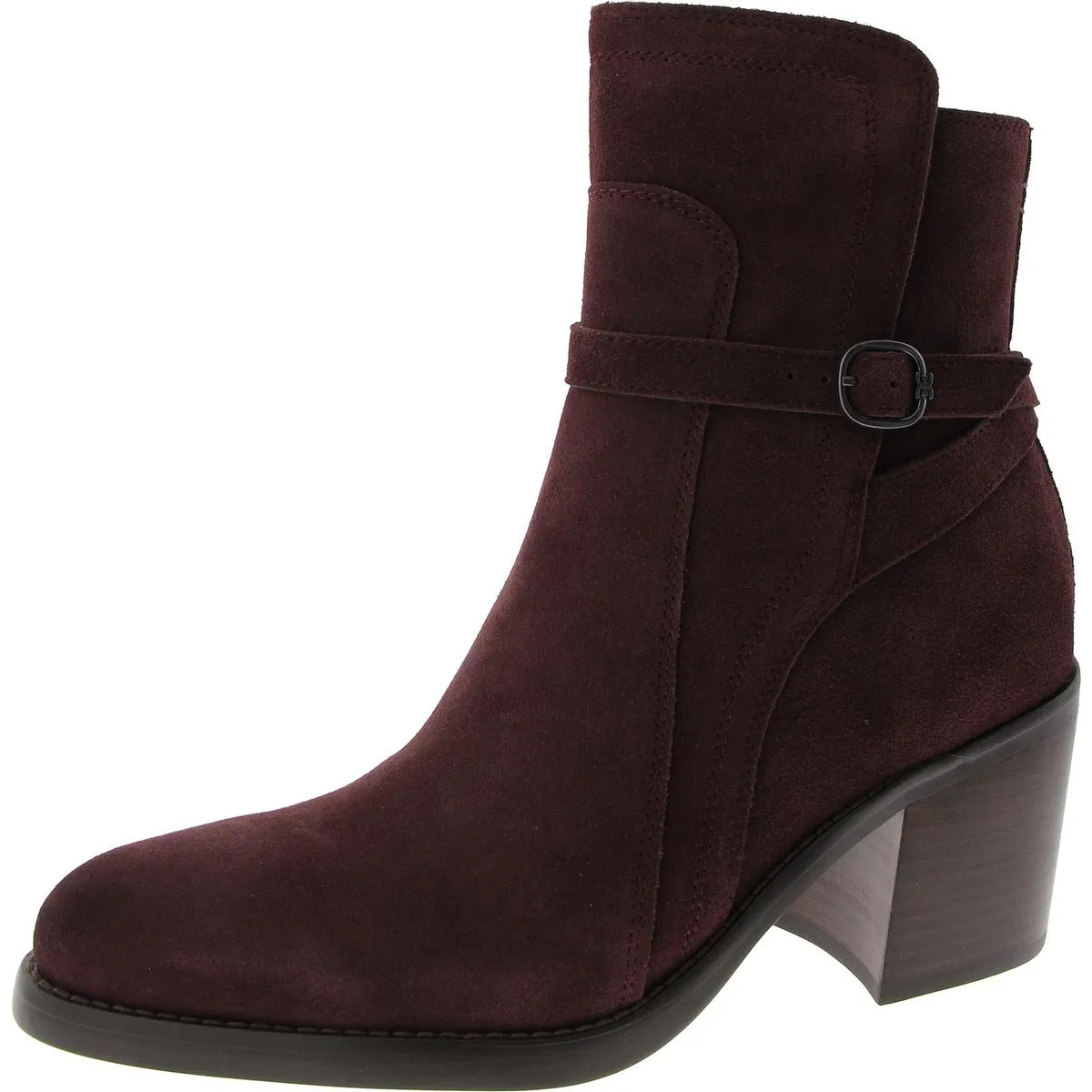 Simona Womens Leather Block Heel Ankle Boots