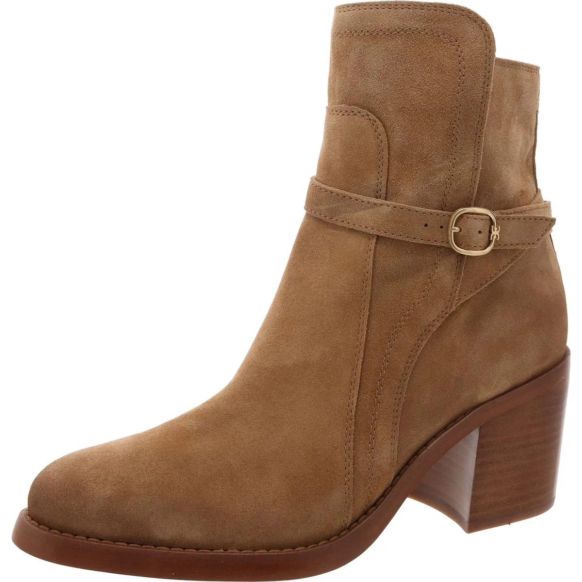 Simona Womens Leather Block Heel Ankle Boots