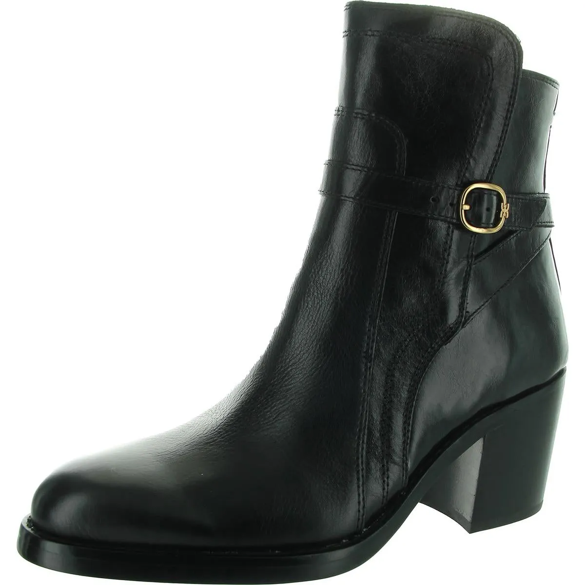 Simona Womens Leather Block Heel Ankle Boots