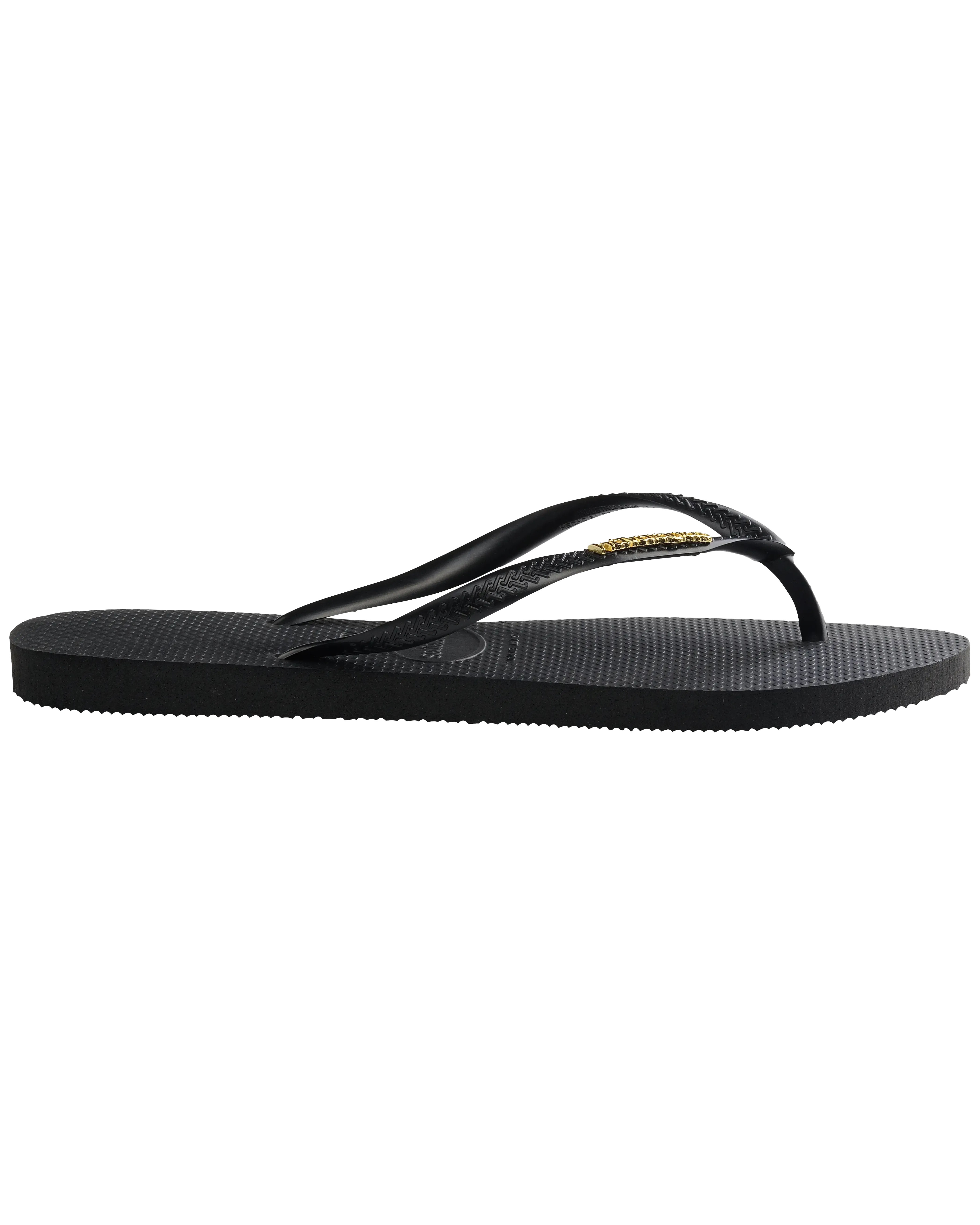 Slim Logo Metallic Flip Flops in Black