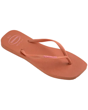 Slim Square Logo Pop Up Flip Flops in Pink Clay