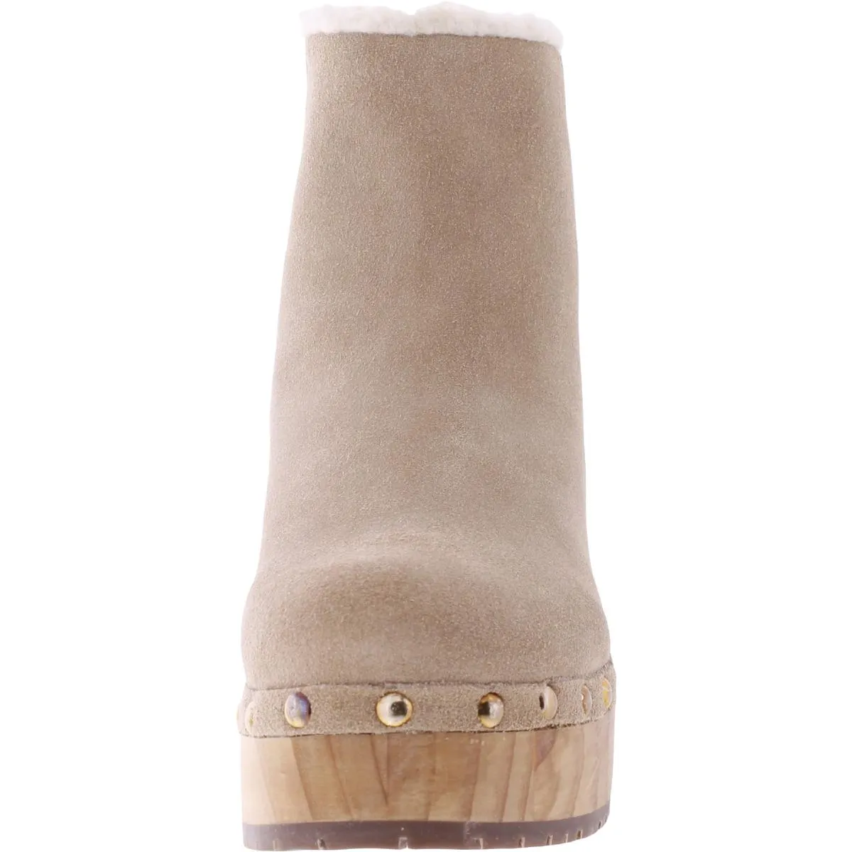 Spain Womens Faux Suede Block Heel Ankle Boots