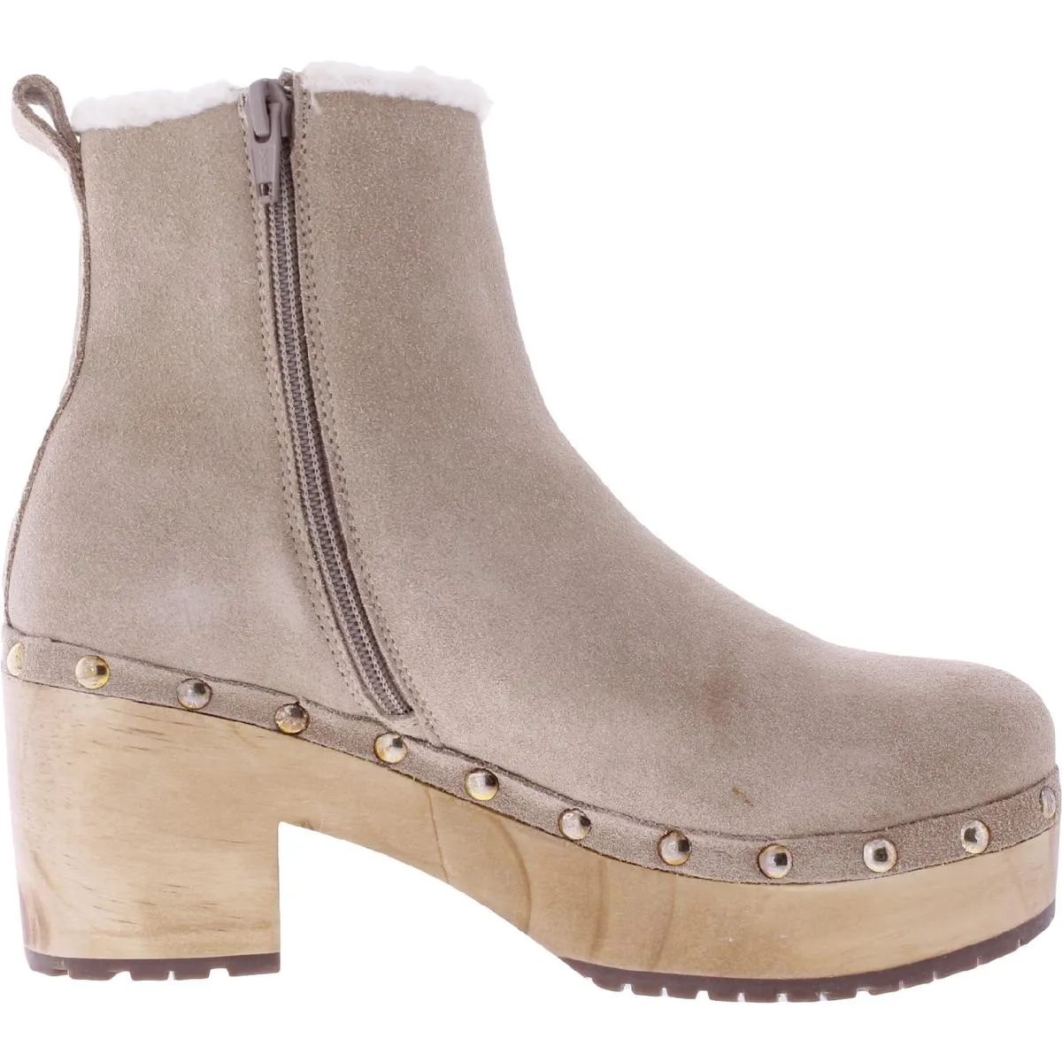 Spain Womens Faux Suede Block Heel Ankle Boots