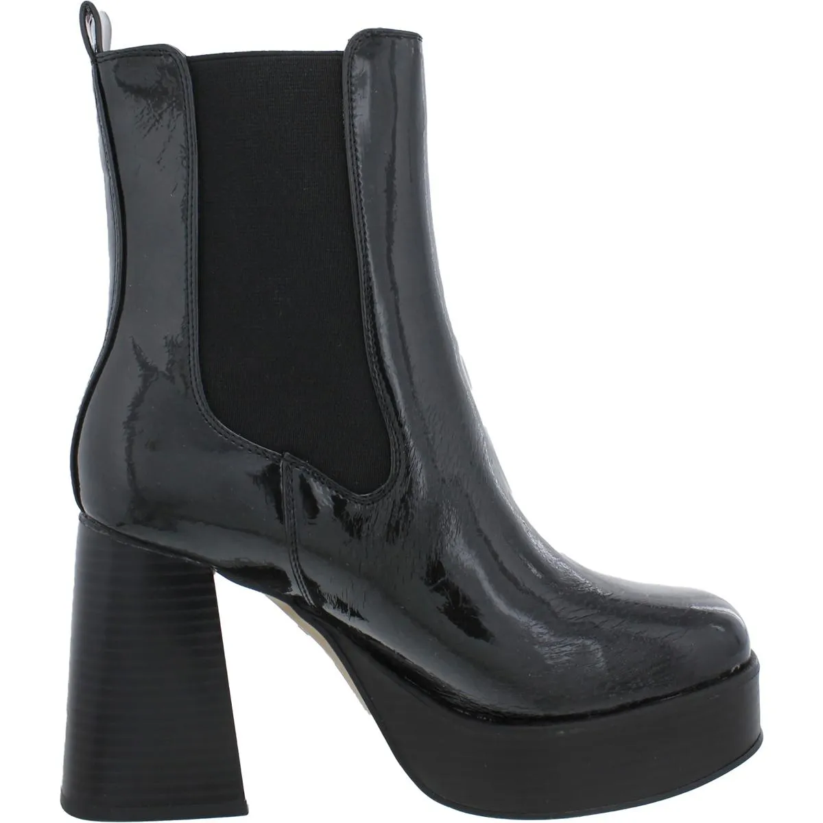 Stace Womens Patent Block Hee Ankle Boots
