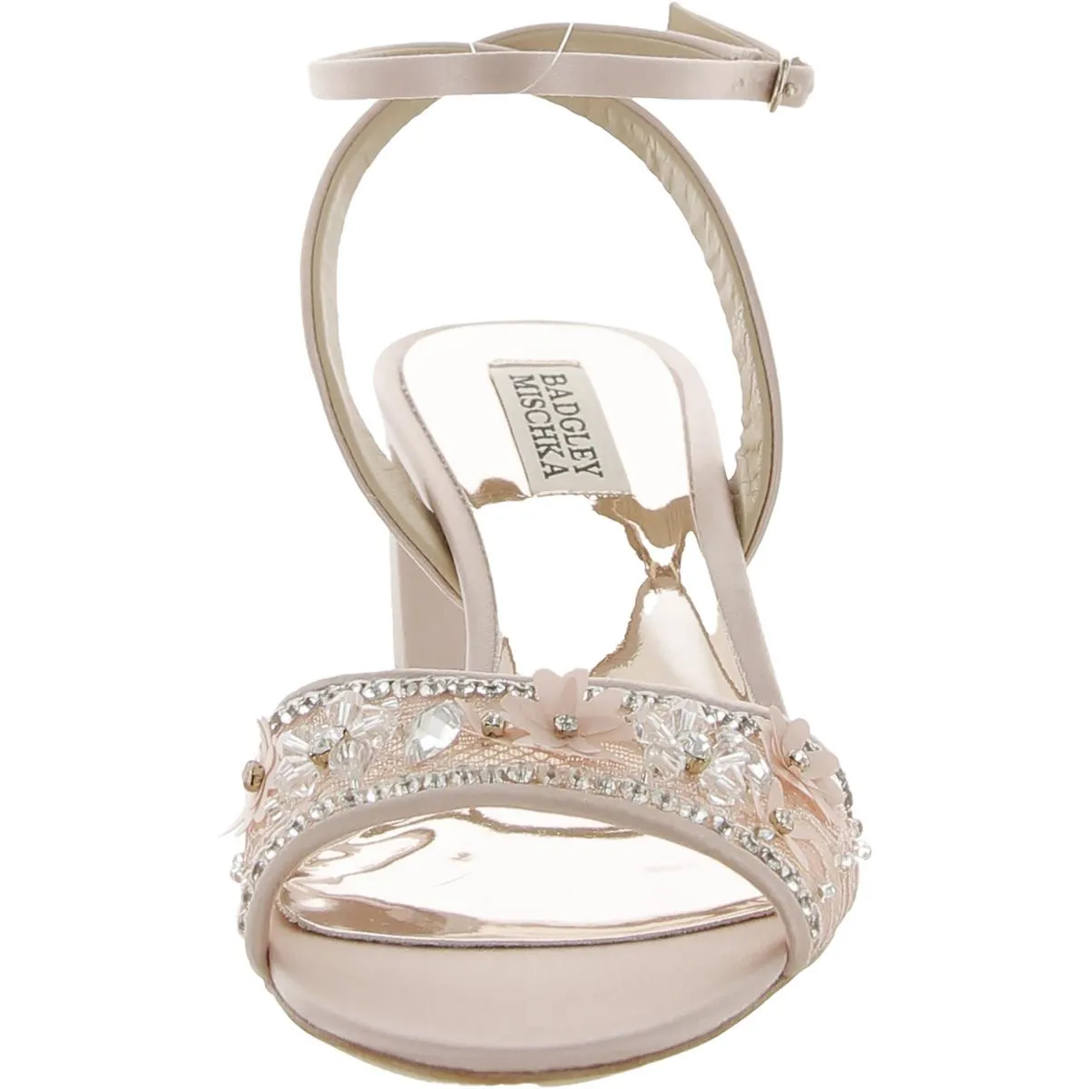 Taylin Womens Ankle Strap Rhinestones Block Heels